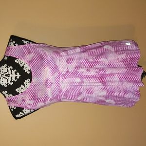 Ladies RBX Athletic tank top Purple & White floral polka dot pattern Sz …